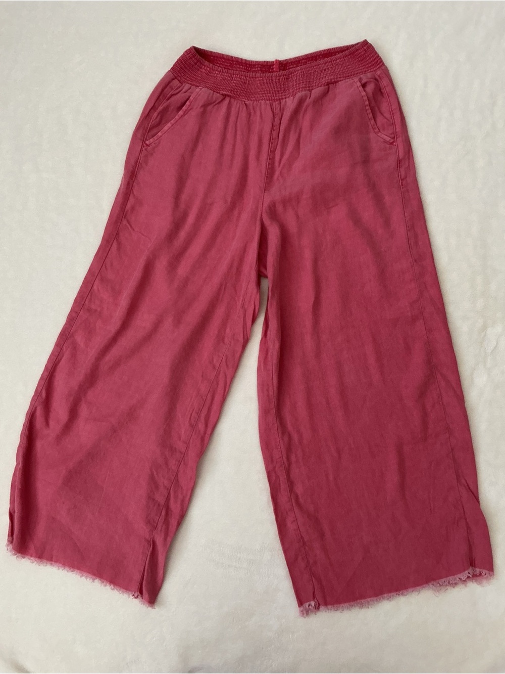 American Eagle Outfitters Linen Blend Wide-Leg Pants in Raspberry